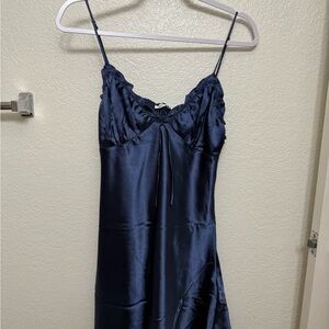 Luxurious Blue Satin Dress